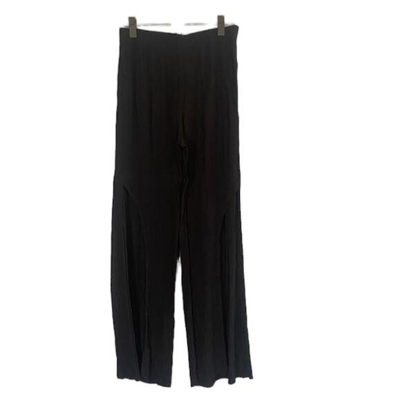 Kona Sol Black Wide Leg Double Slit Beach Coverup Pants Women Sz M - Picture 1 of 8
